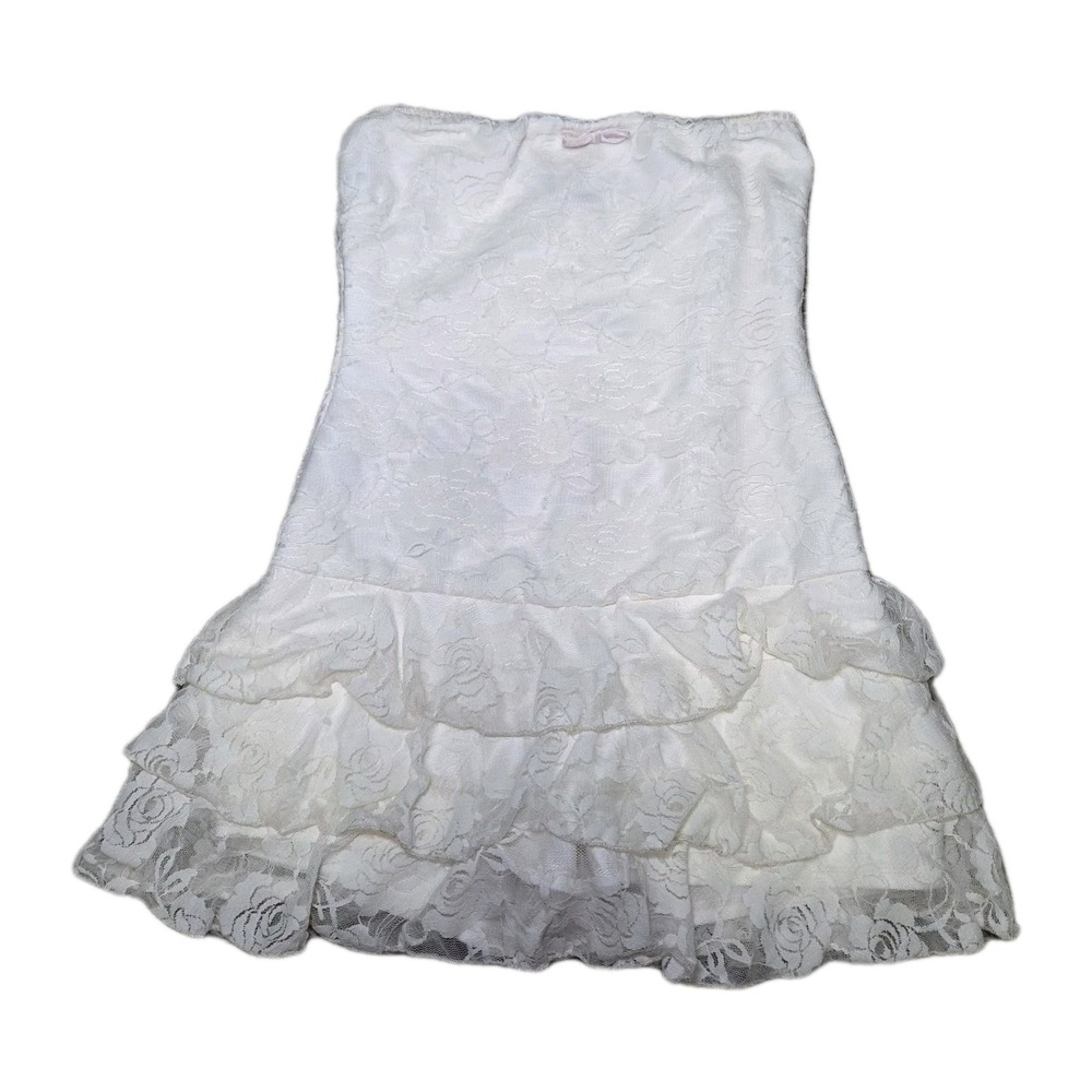 Windsor White Lace Skort Dress Womens Small Strapless Ruffle Hem Mini Coquette